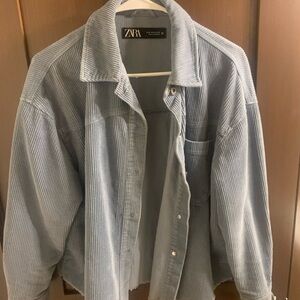 Zara Sky Blue Ribbed Jacket